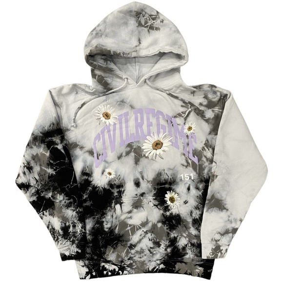 Civil Regime Tops - Civil Regime by Darc Sport Women's Wild Daisies Tie Dye Wash Hoodie Sweatshirt